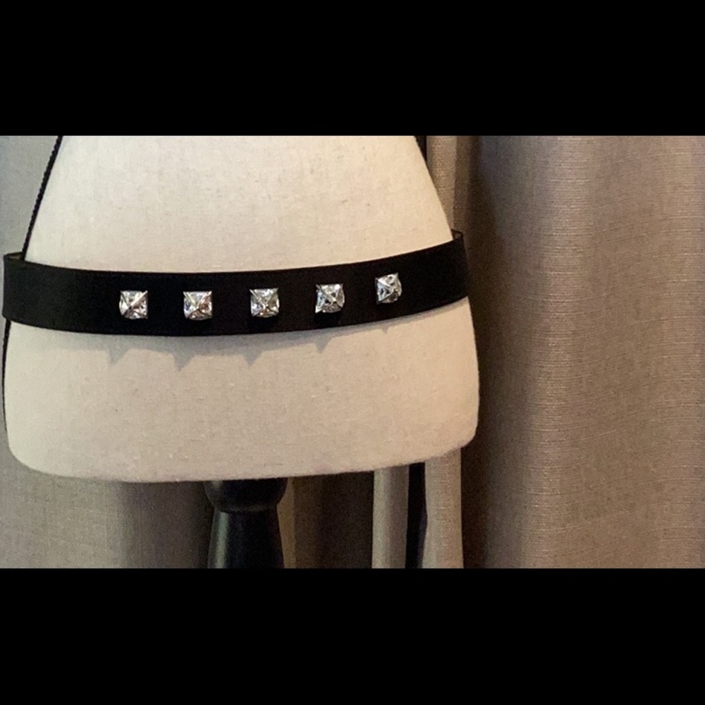St. John jeweled satin waist belt. Size L. Total length 39 inches.